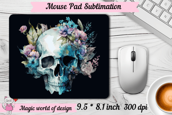 Download Skull with Flowers Mouse Pad Png - Flower Collection