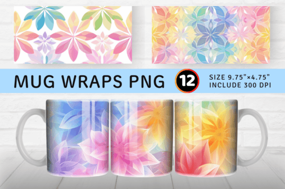 Download Rainbow Pastel Flower Mug Wrap Sublimati - Flower Collection