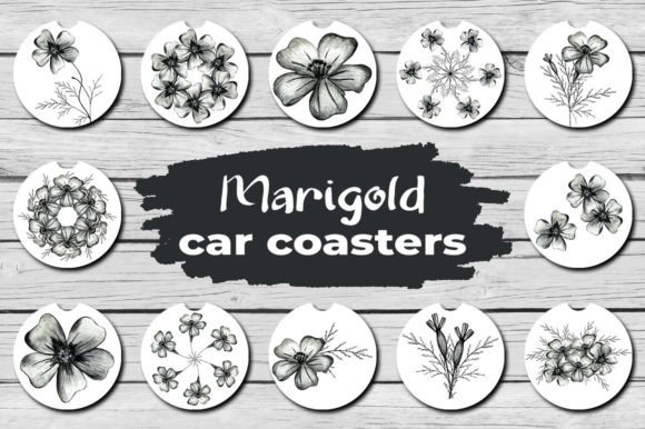 Download Flower Car Coaster Sublimation Design - Flower Collection