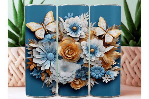 Download 3D Flower Tumbler Wrap Sublimation PNG - Flower Collection