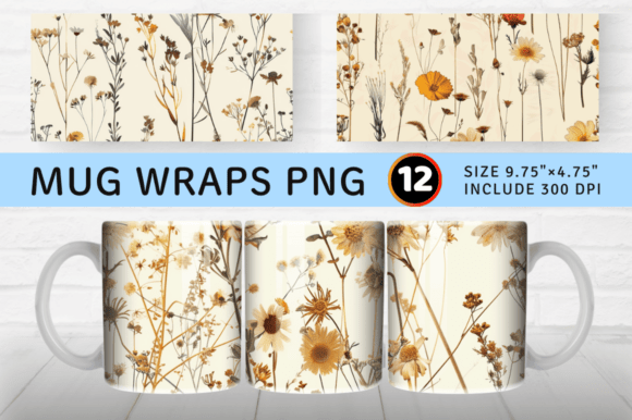 Download Wildflower Dried Vintage Flower Mug Wrap - Flower Collection