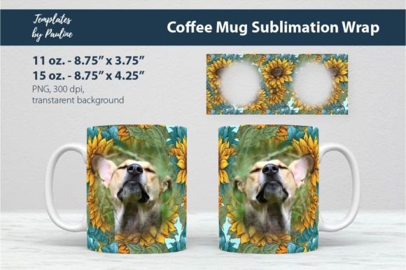 Download Sunflower Round Photo Mug Wrap Template - Flower Collection
