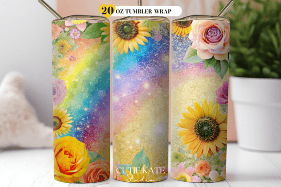 Download Rainbow Sunflowers Tumbler Designs - Tumbler design Collection