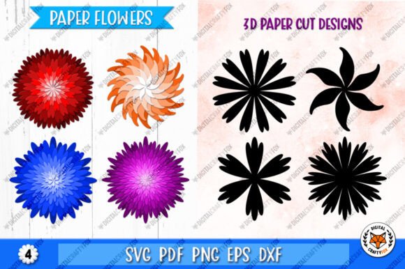 Download Paper Flowers SVG, 3D Flowers Silhouette - Flower Collection