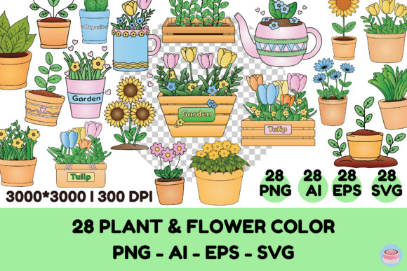 Download Hand-Drawn Plant &amp; Flower Clipart Bundle - Flower Collection