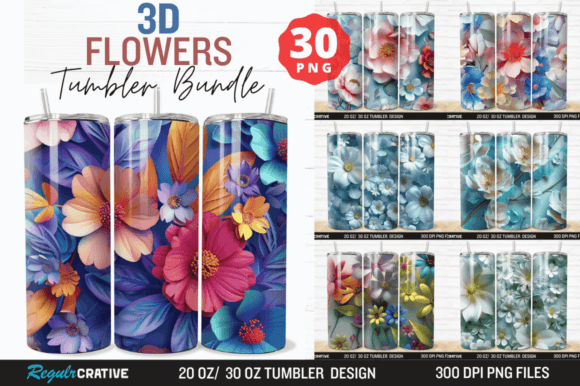 Download 3D Flowers Tumbler Wrap Bundle - Flower Collection