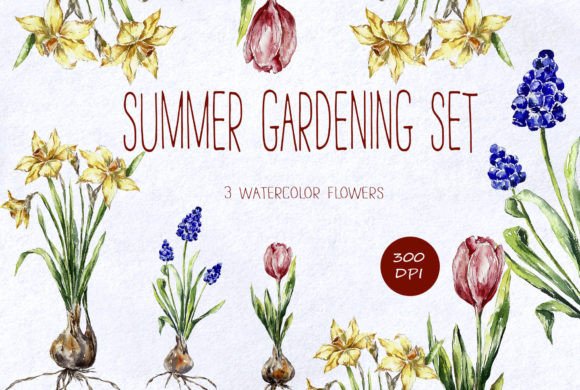 Download Watercolor Summer Flowers Set Clipart - Flower Collection
