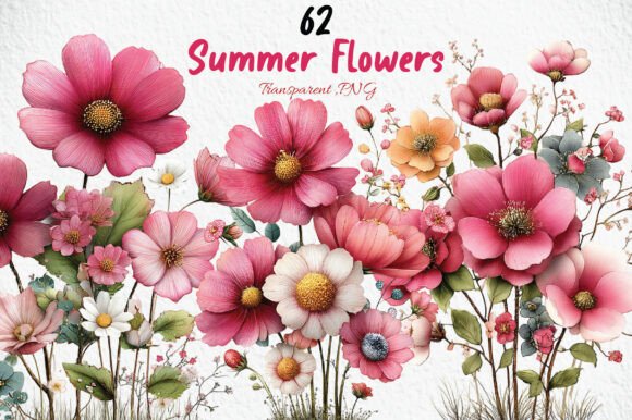 Download Whimsical Summer Flowers Clipart - Flower Collection