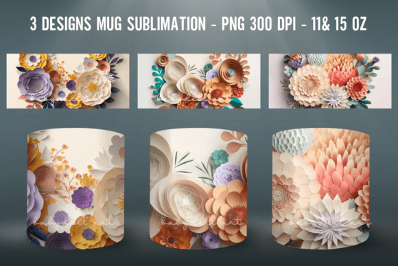 Download Flowers 3D Mug Sublimation PNG Mug Wrap - Flower Collection