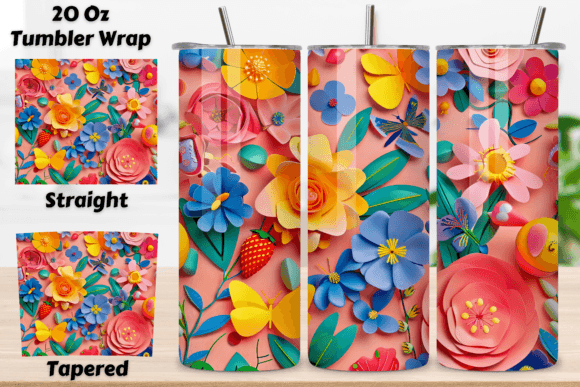 Download 3D Flowers Tumbler Sublimation Wrap - Flower Collection