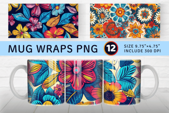 Download Flower Boho Mug Wrap Sublimation Design - Flower Collection