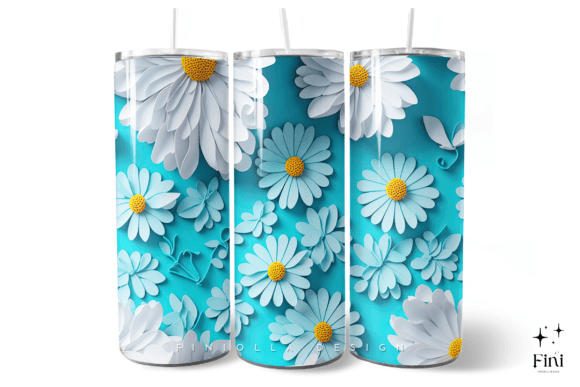 Download 3D Flowers Tumbler Wrap | Turquoise - Flower Collection