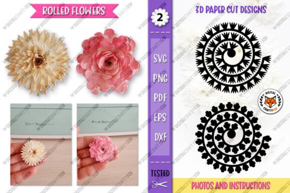 Download 3D Flower Paper Cut, Rolled Flower SVG - Flower Collection