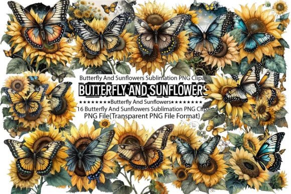 Download Butterfly and Sunflowers Sublimation - Flower Collection