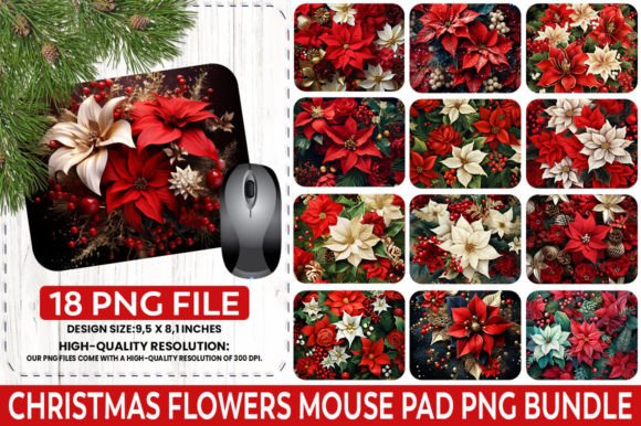 Download Christmas Flowers Sublimation Mouse Pad - Flower Collection