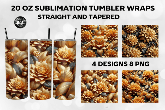 Download 3D Flowers Tumbler Wrap 20oz Skinny PNG - Flower Collection
