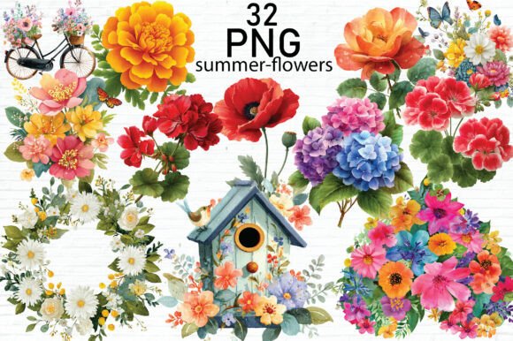 Download Summer Flowers Watercolor Clipart Bundle - Flower Collection