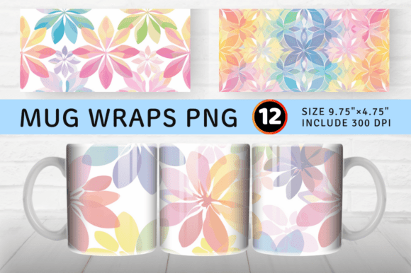 Download Rainbow Pastel Flower Mug Wrap Sublimati - Flower Collection