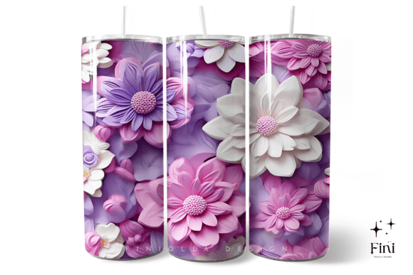 Download 3D Flowers Tumbler Wrap | Purple - Flower Collection