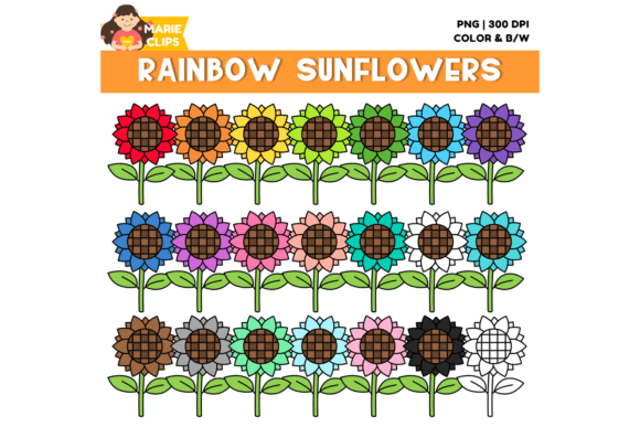 Download Rainbow Sunflowers Clipart - Flower Collection