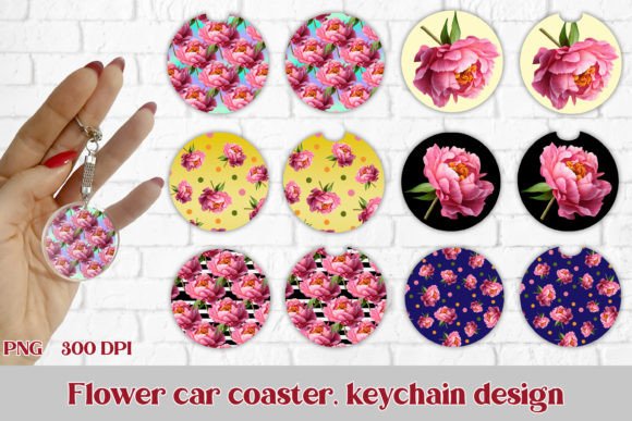 Download Flower Car Coaster Sublimation Design - Flower Collection