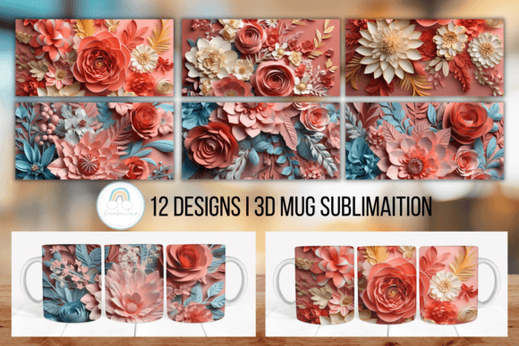 Download Flowers 3D Mug Sublimation Wrap - Flower Collection