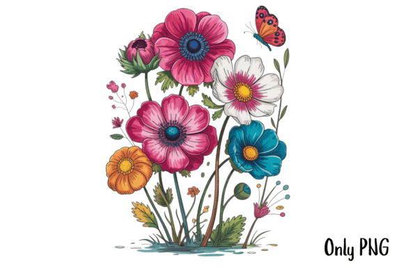 Download Whimsical Summer Flowers Clipart - Flower Collection