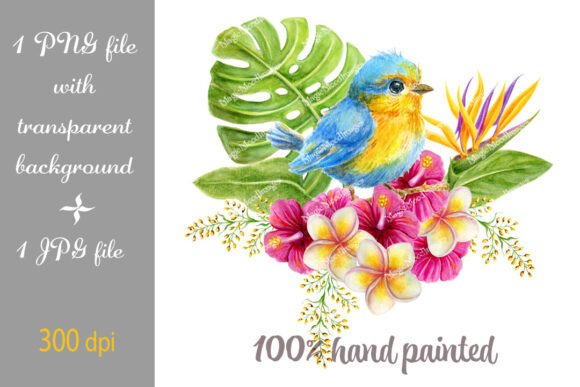 Download Tropical Flowers Bird Chick Greenery PNG - Flower Collection