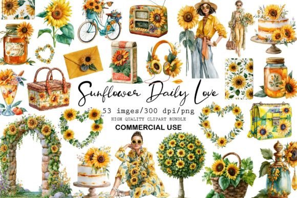 Download Watercolor Sunflower Daily Love Clipart - Flower Collection